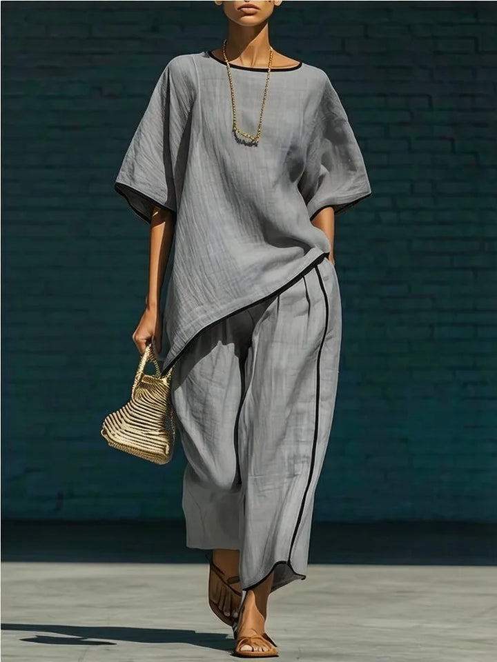 Cecelia Linen Cropped Pant Set