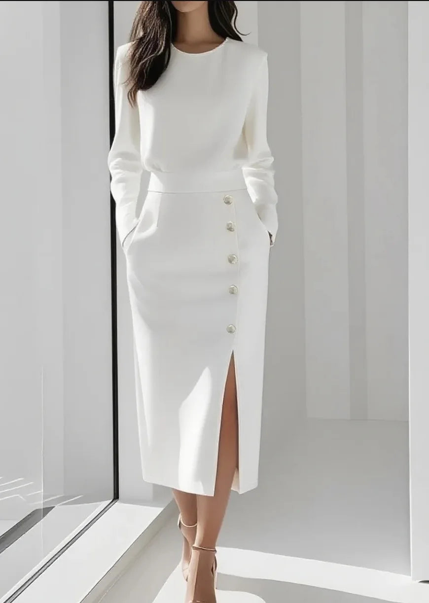 Verena Button Front Midi Dress
