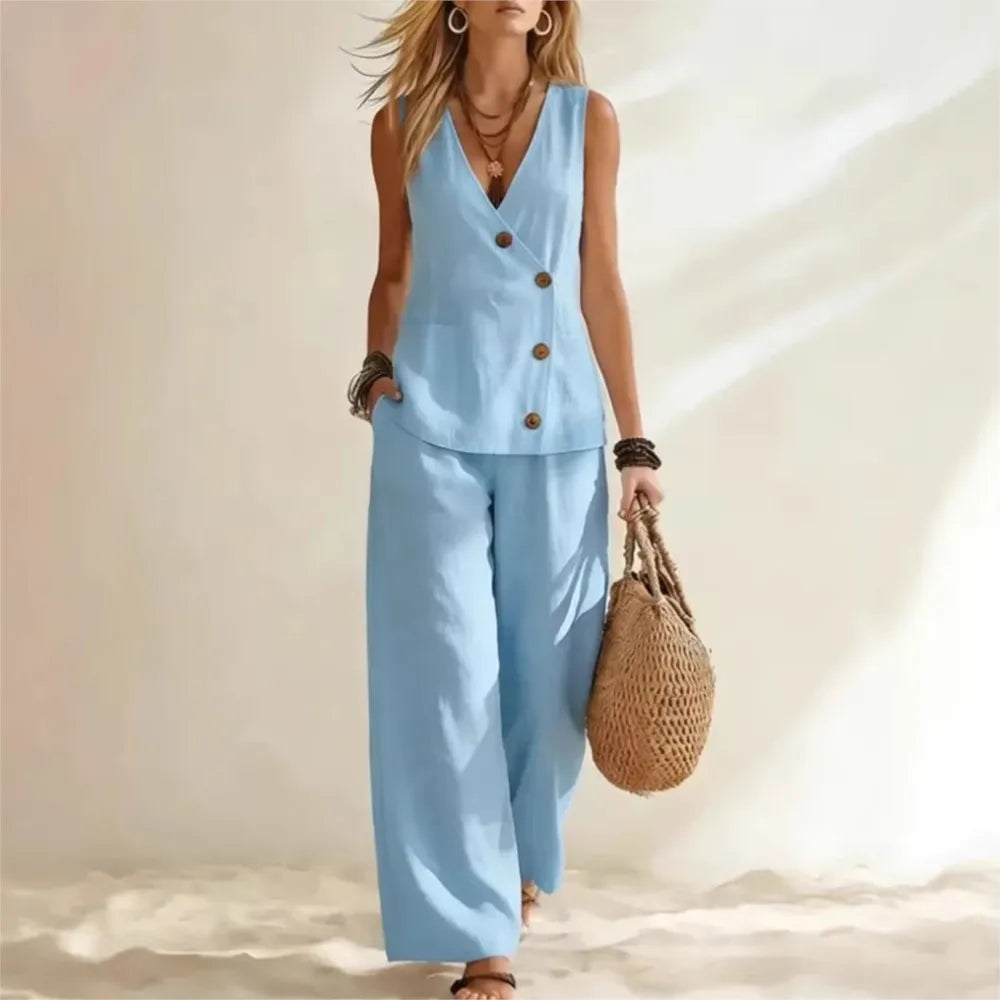 Carina Button Down Matching Set
