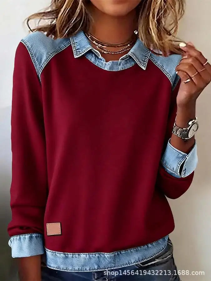 Astrid Ribbed Denim Pullover