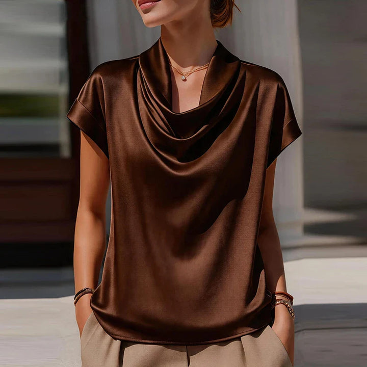 Soreline Draped Cowl Neck Blouse