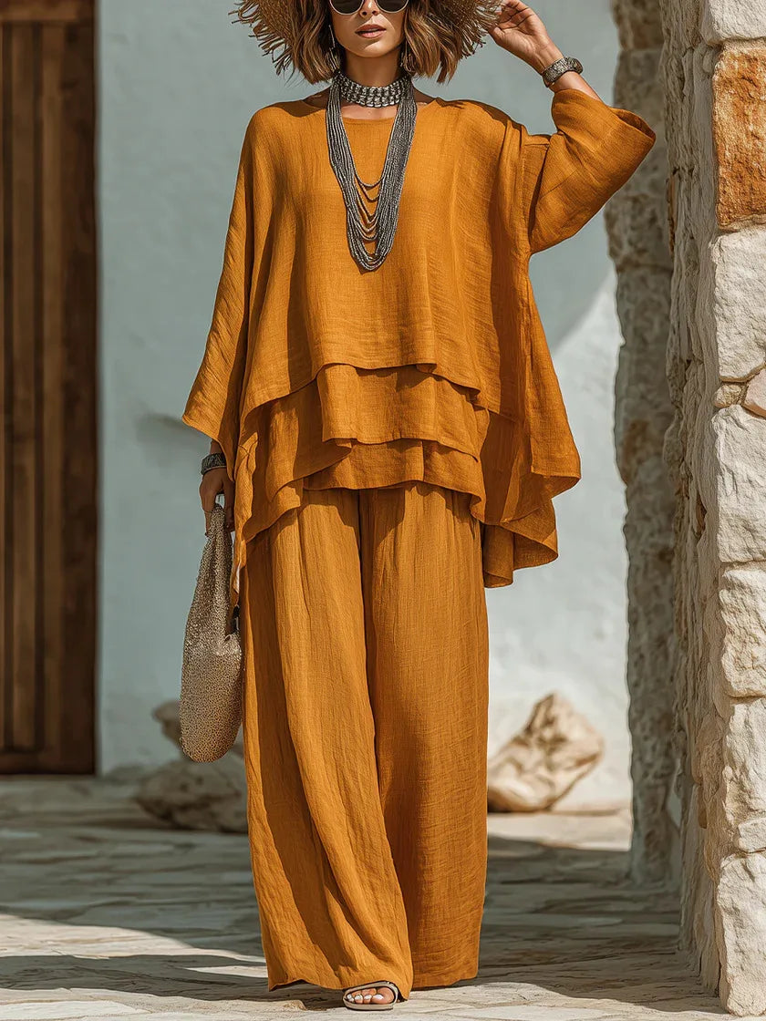 Marie Layered Wide Leg Pants Set