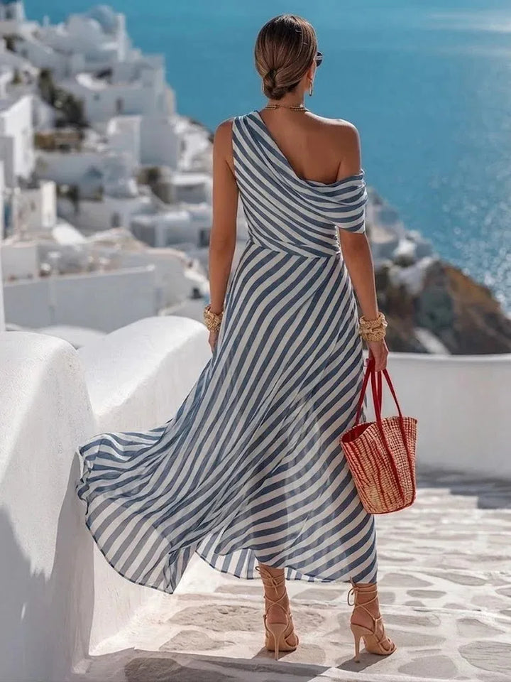 Vioria Off Shoulder Striped Maxi Dress