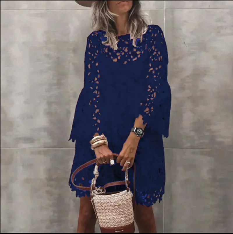 Henrietta Elegant Eyelet Lace Mini Dress