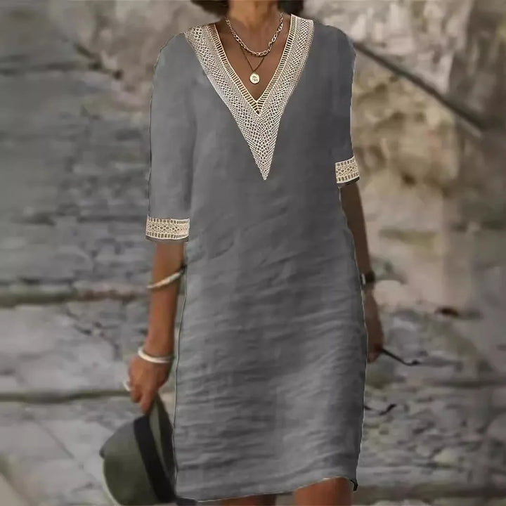 Louise V Neck Casual Mini Dress