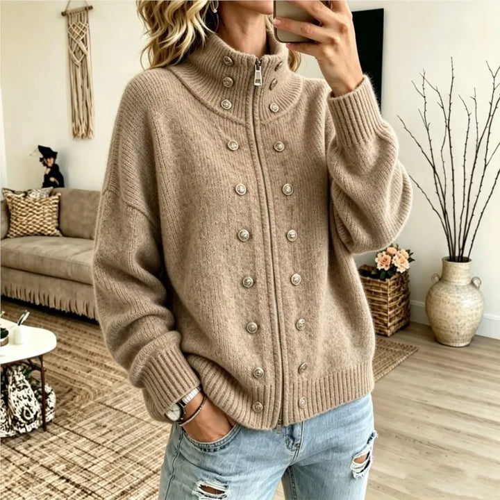Ermine Button Front Cardigan