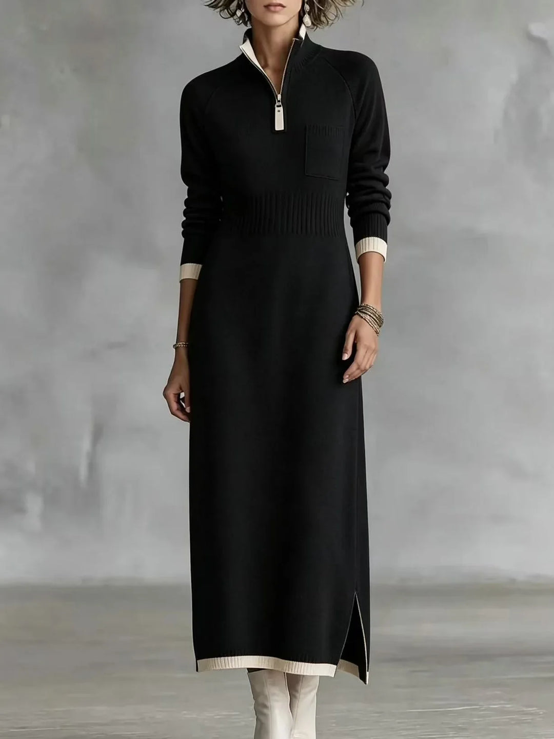 Odile Ribbed Zip Maxi Dress