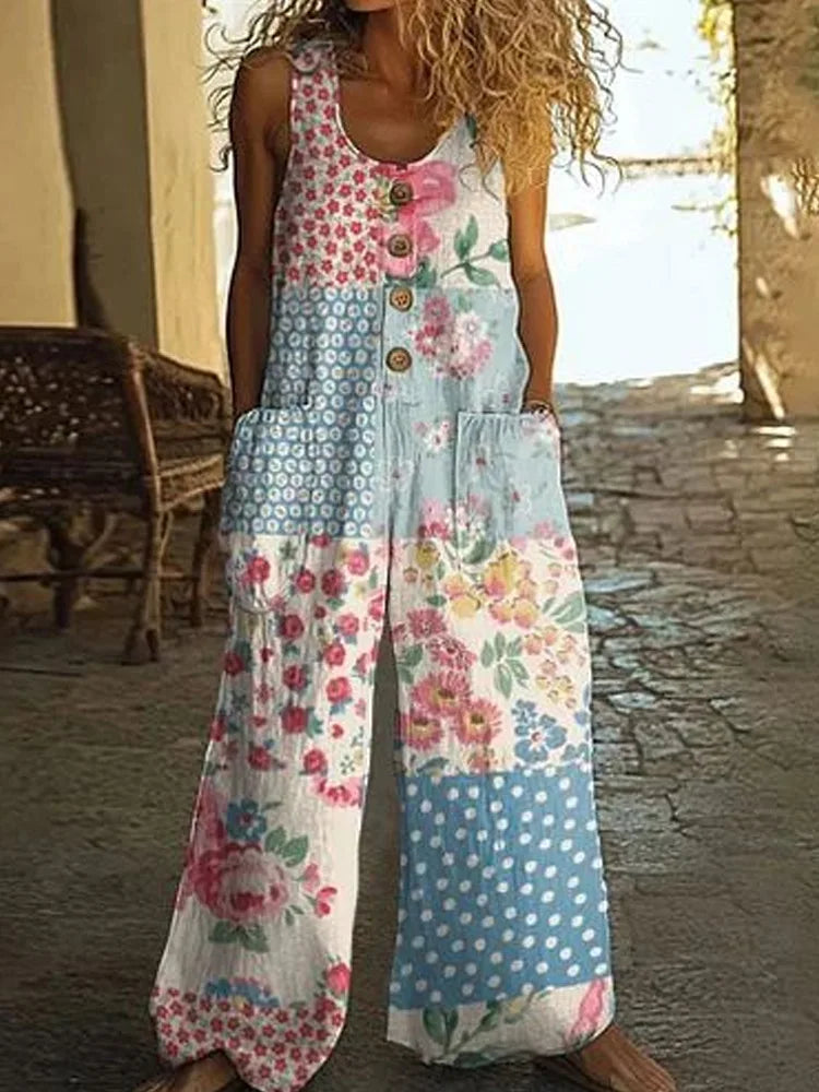 Melina Boho Floral Wide Leg Jumpsuit