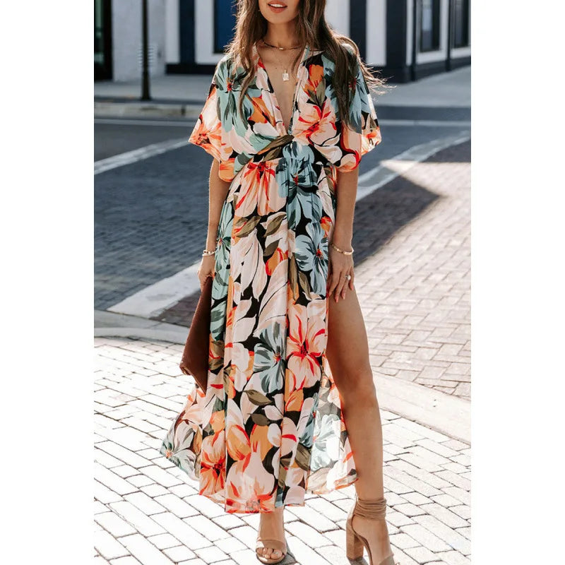 Noeline Floral Side Slit Spring Maxi Dress