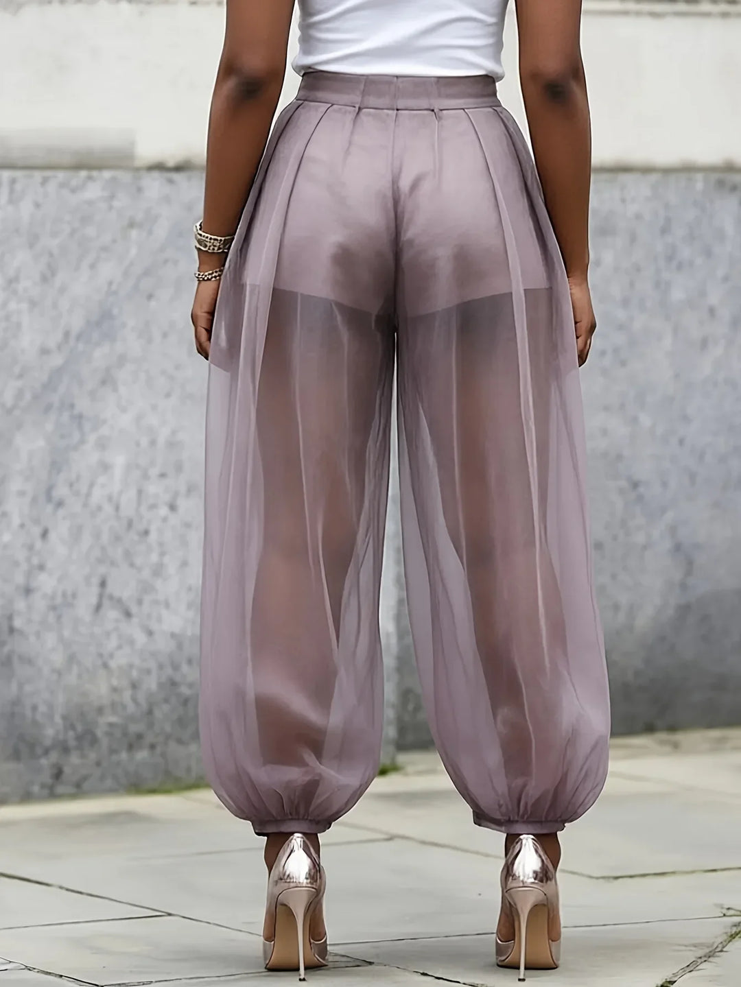 Maria Sheer Mesh Balloon Trousers