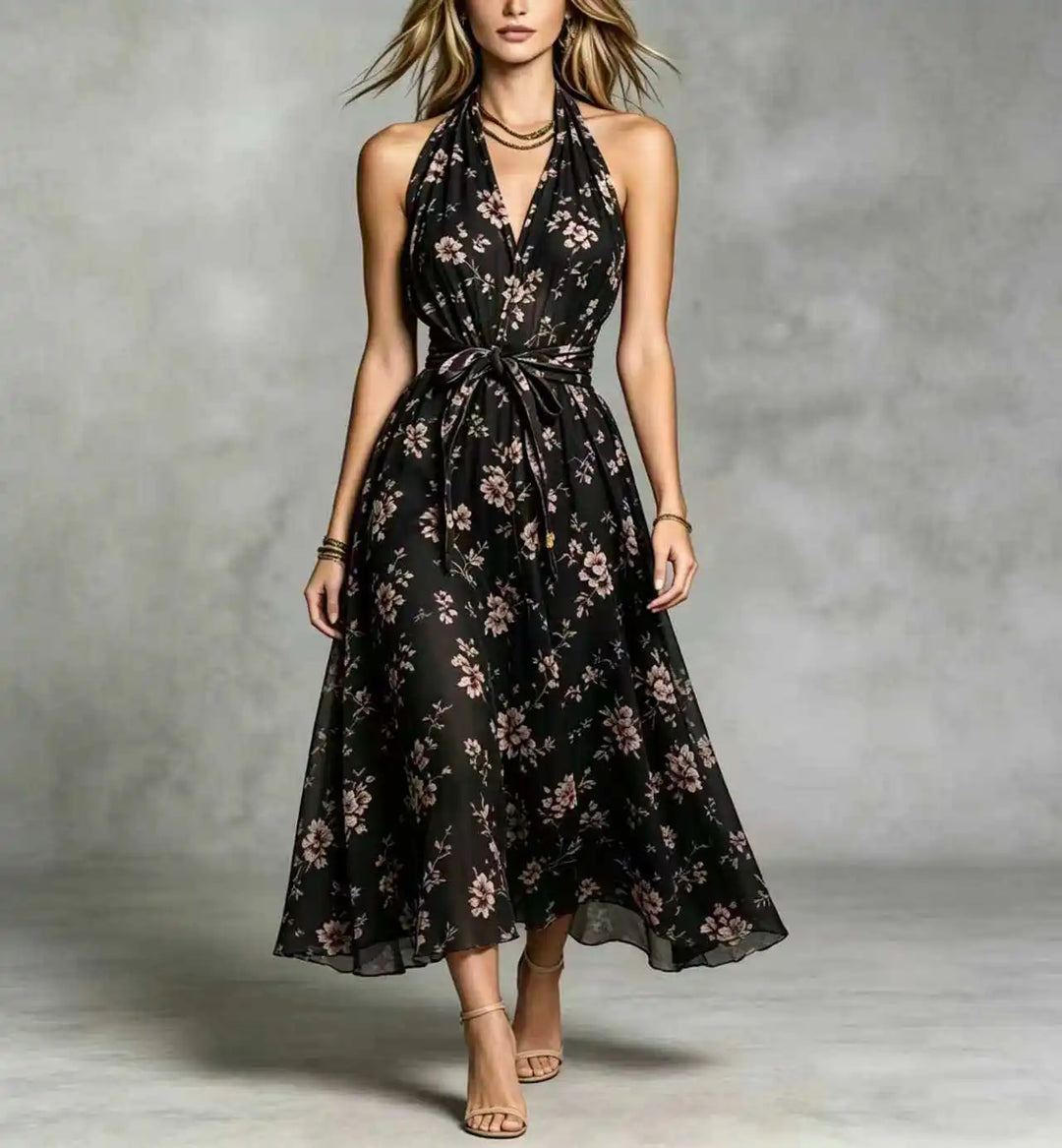 Marceline Bohemian Floral Print Wedding Guest Dress