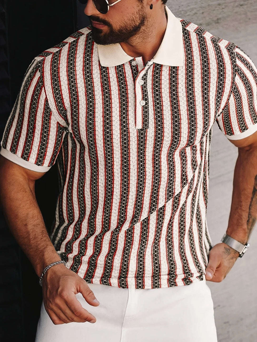 Reuben Striped Ice Silk Polo