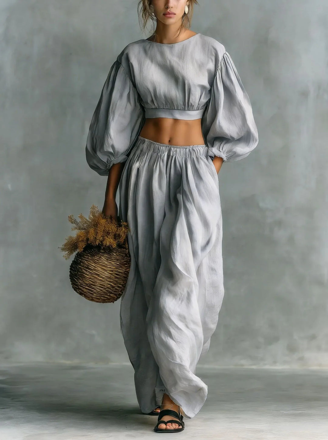 Adelina Balloon Sleeve Trouser Set