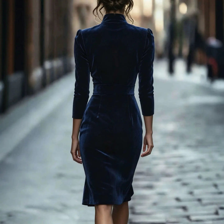 Larkspur V Neck Velvet Midi Dress