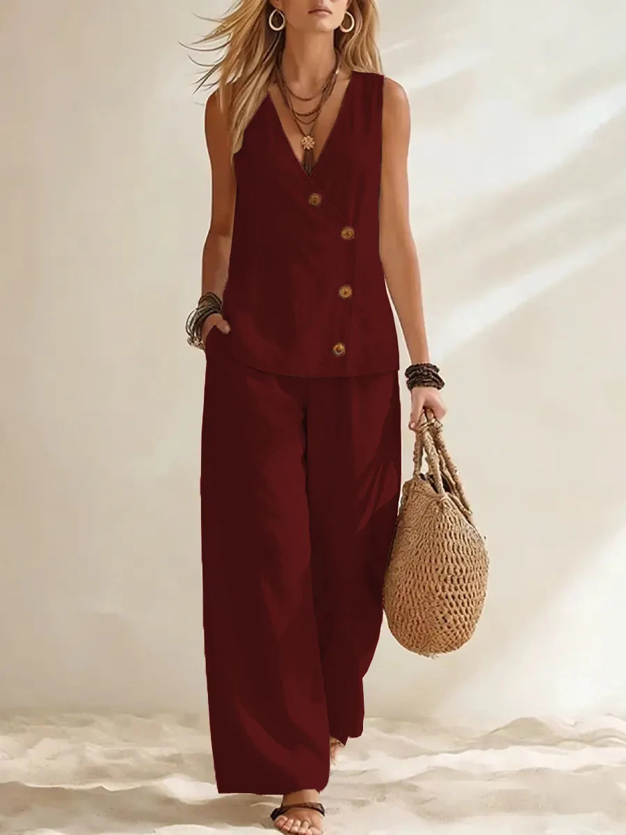 Astrid Button Vest Co-Ord Set