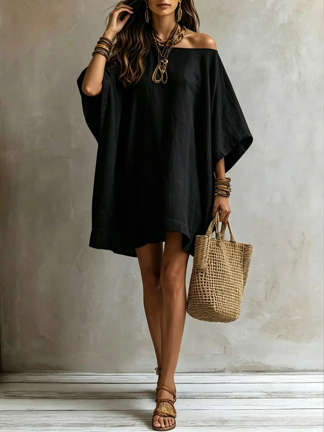 Francesca Off Shoulder Batwing Sleeve Mini Dress