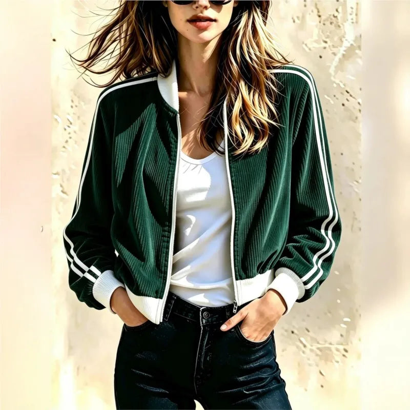 Yvette Ribbed Bomber Jacket