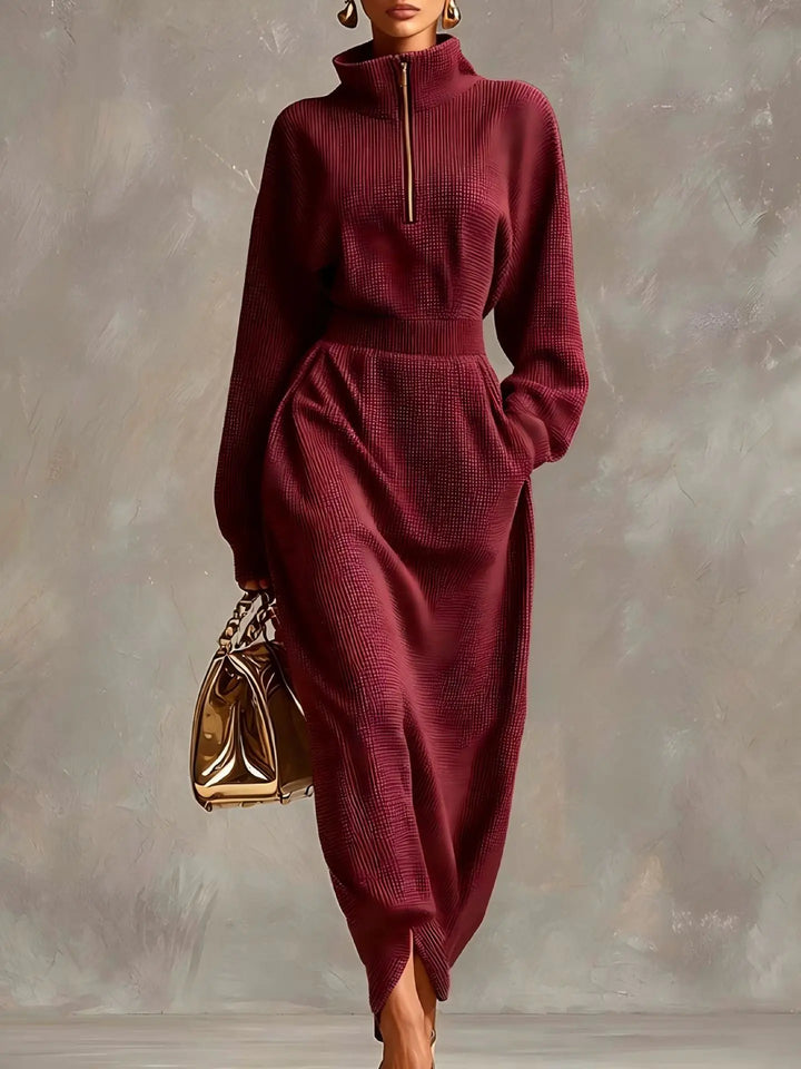 Orlena Elegant Zip Maxi Dress