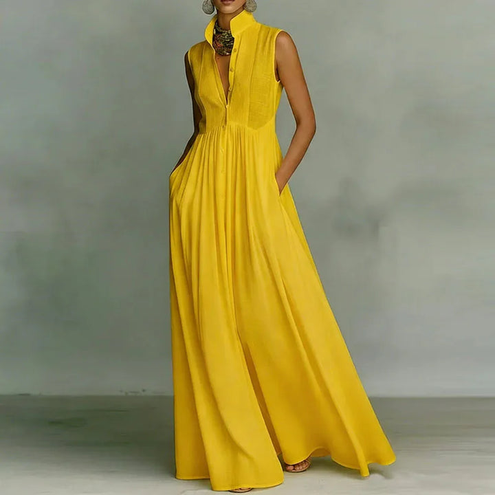 Shakira Sleeveless Ruched Maxi Dress