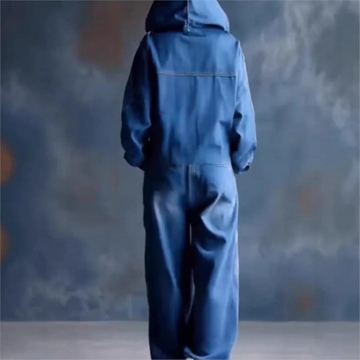 Wilhelmina Hooded Denim Jumpsuit