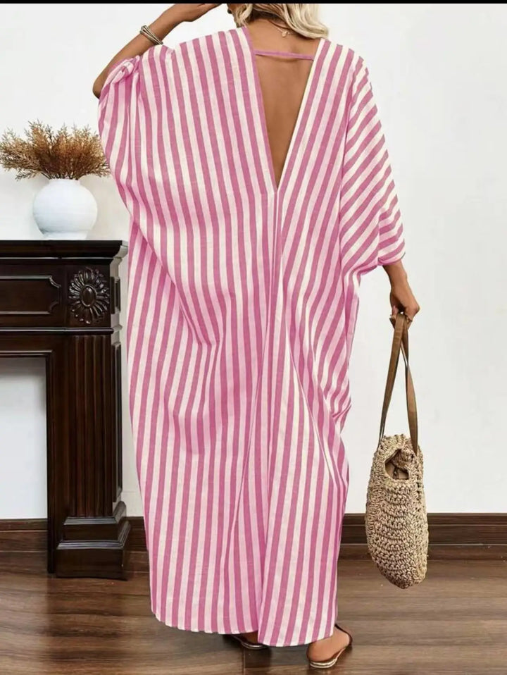 Serena Striped Kaftan Maxi Dress