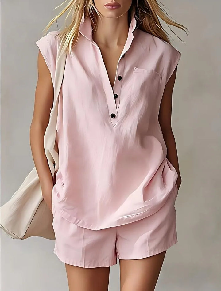 Saria Breathable Cotton Linen Shorts Set