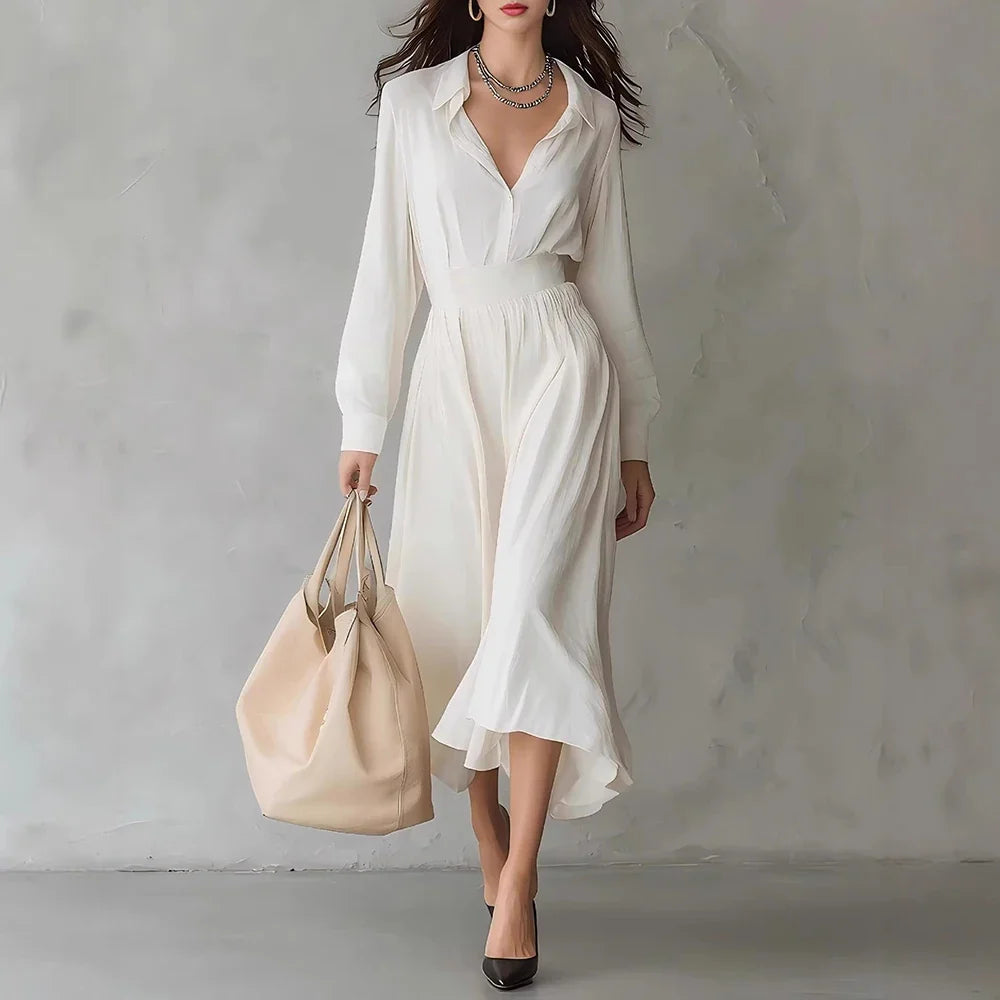 Eloise Pleated Shirt Midi Dress