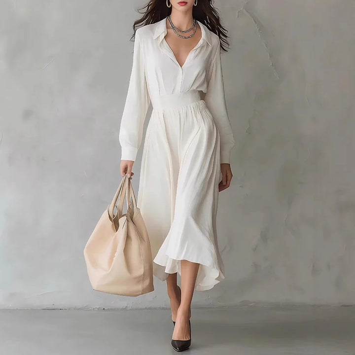 Eloise Pleated Shirt Midi Dress