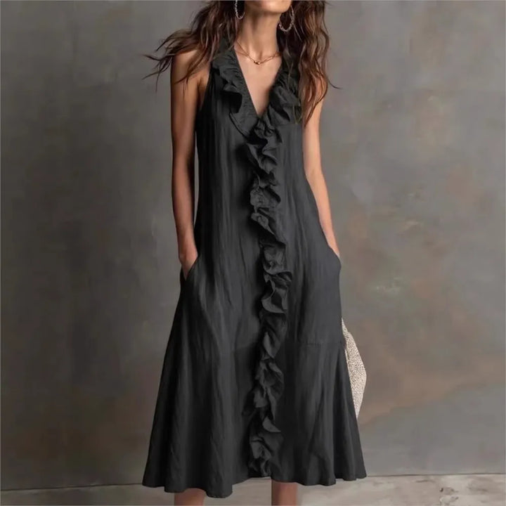 Evelyn Ruffle Hem Midi Dress