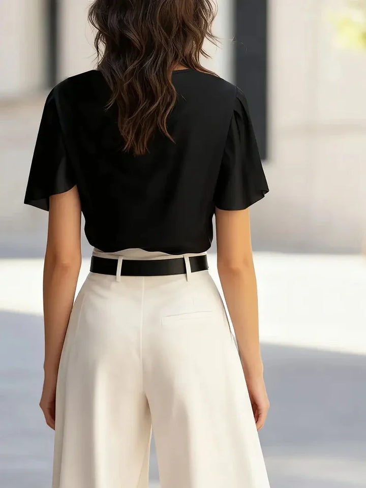 Sabria Draped Cowl Neck Blouse