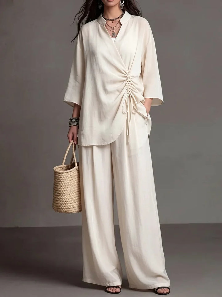 Madina Drawstring Wide Leg Trouser Set
