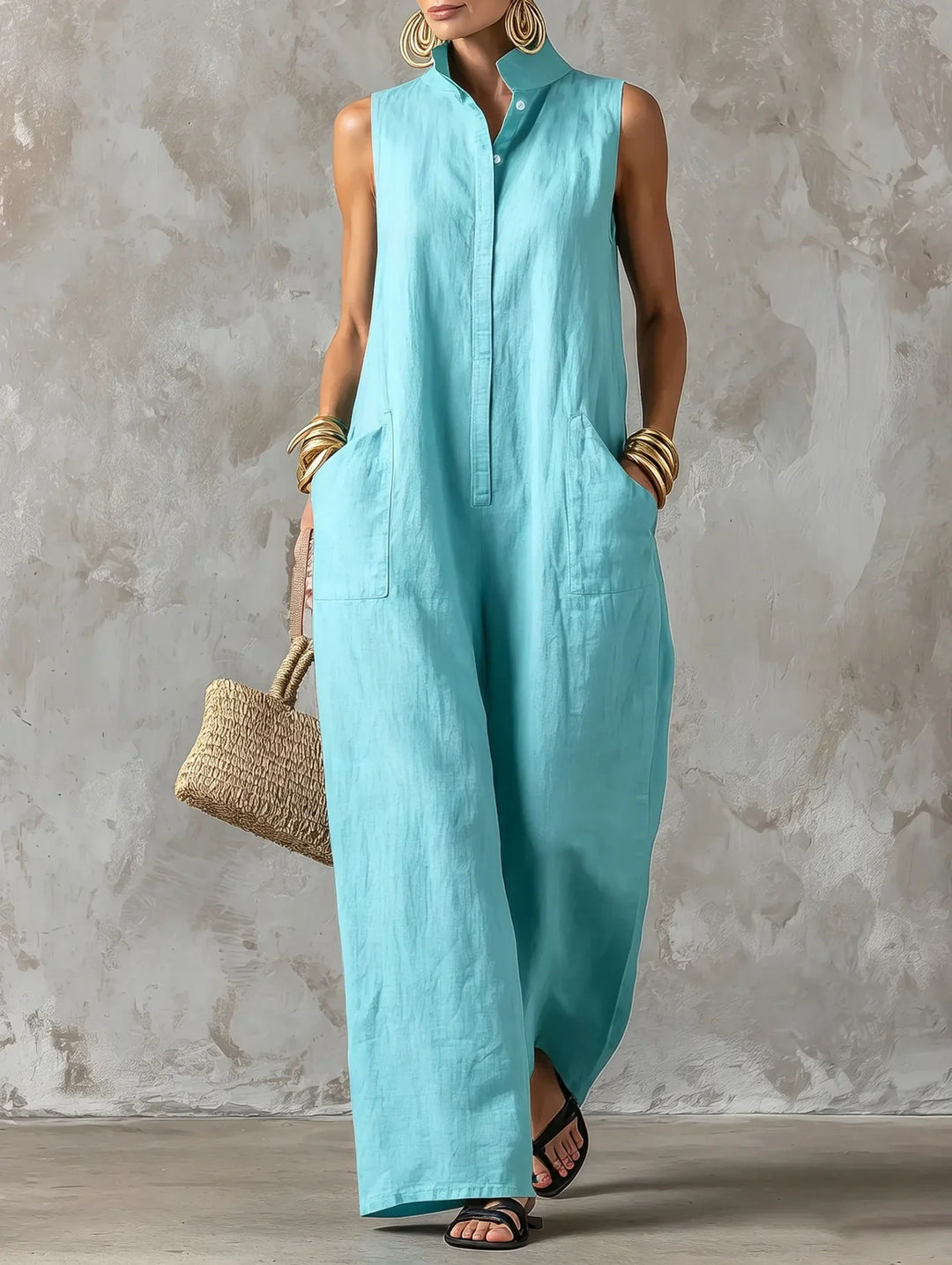 Simone Effortless Stand Collar Jumpsuit