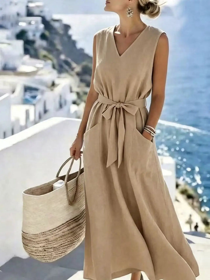 Genevieve Casual V Neck Maxi Dress