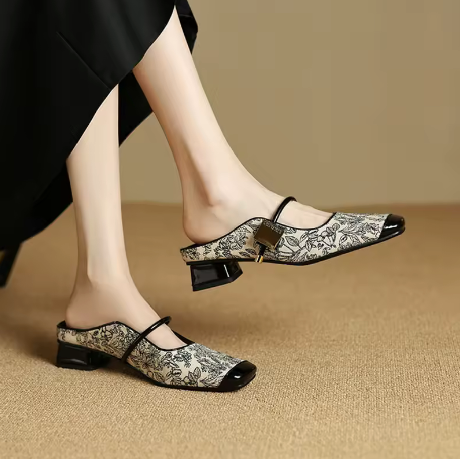 Marlene Leather Mule Heels