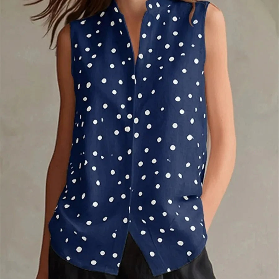Noemina Relaxed Polka Dot Sleeveless Blouse