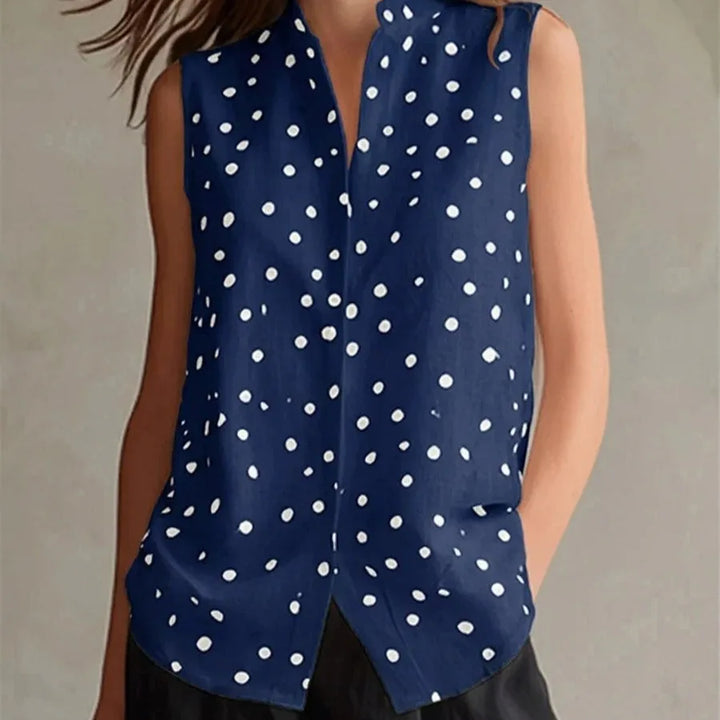 Noemina Relaxed Polka Dot Sleeveless Blouse