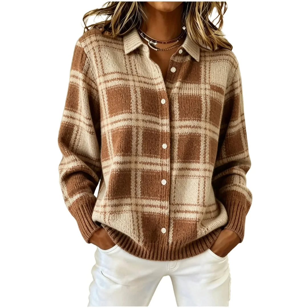 Elisabetta Plaid Button Cardigan