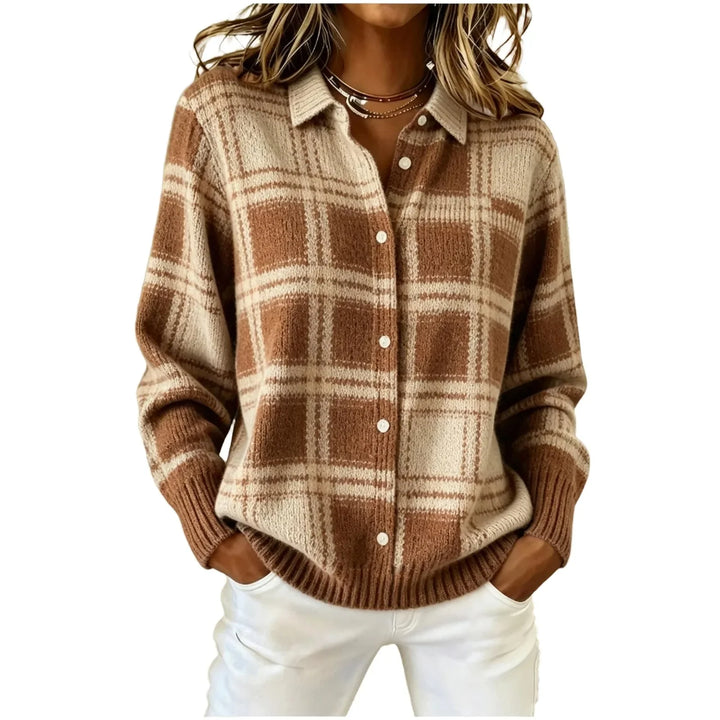 Elisabetta Plaid Button Cardigan