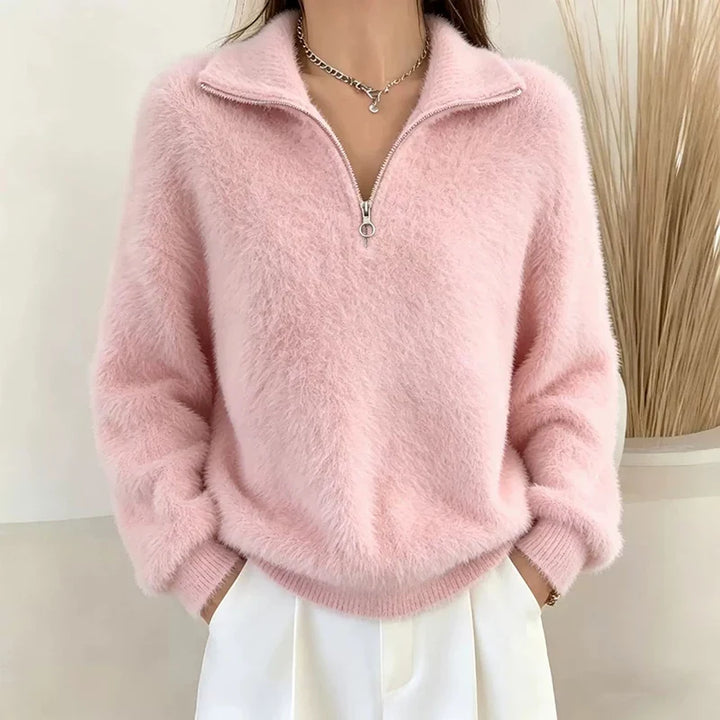 Eulalie Half Zip Fuzzy Pullover