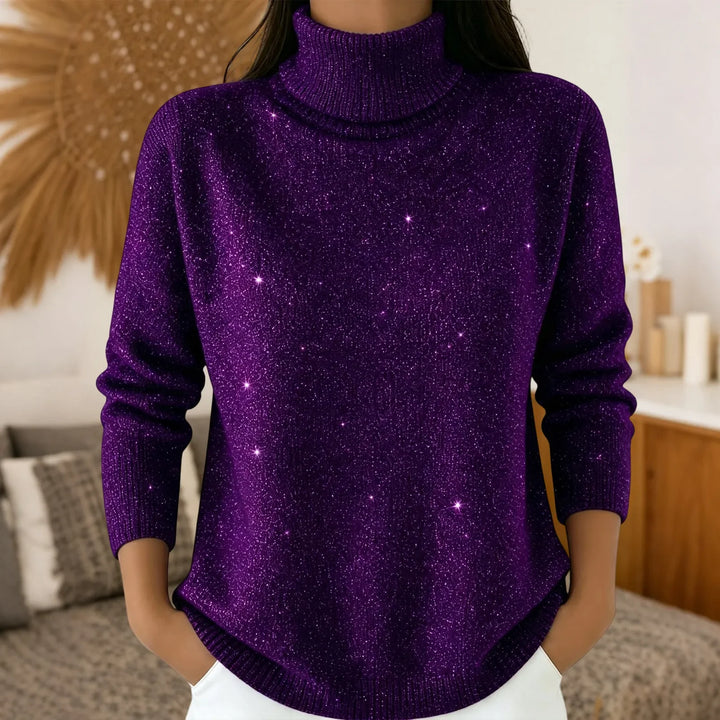 Elodie Turtleneck Shimmer Sweater