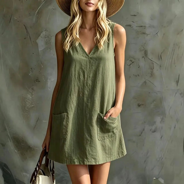 Nora Linen Pocket Mini Dress