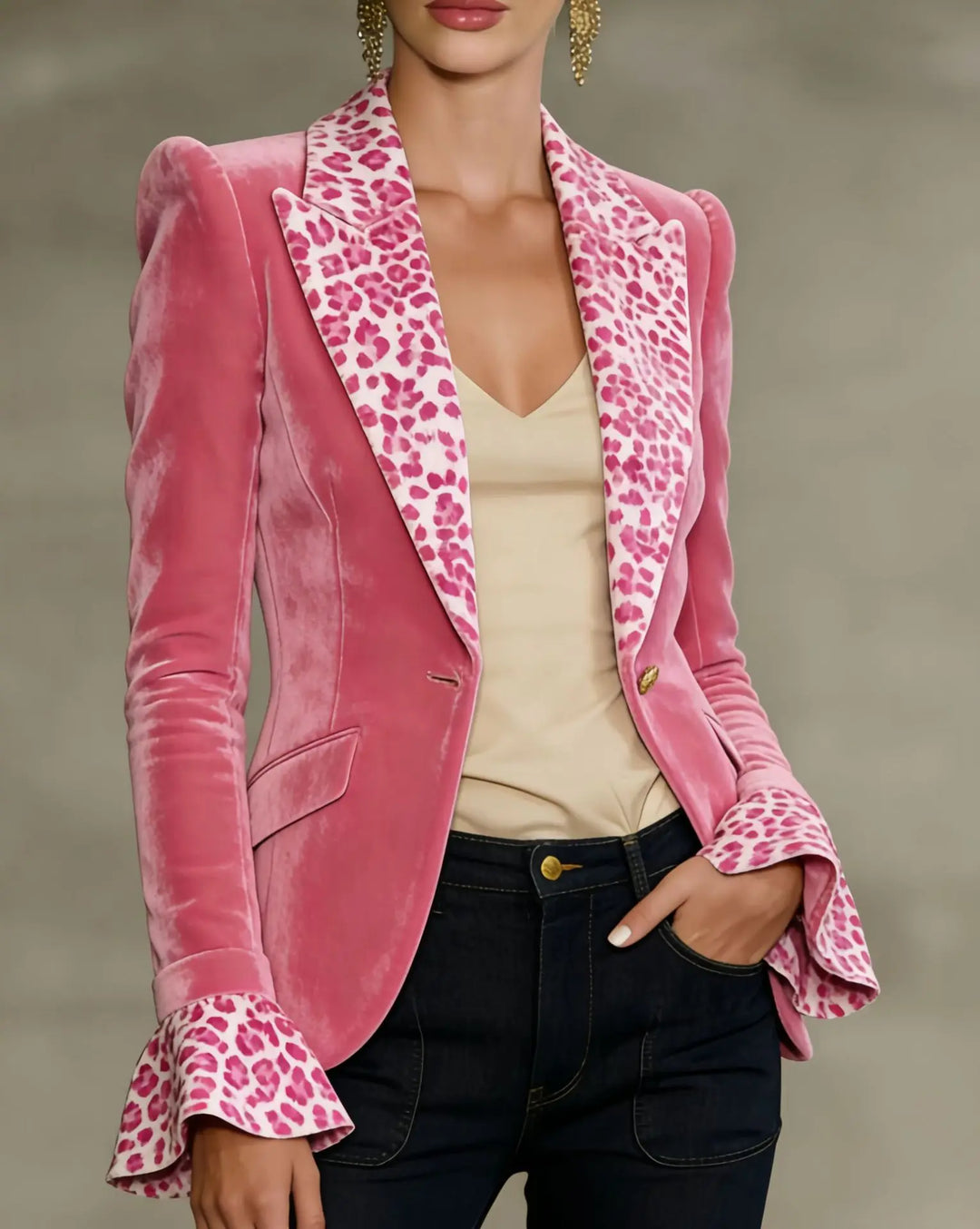 Estrella Leopard Lapel Blazer