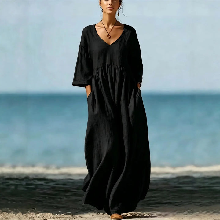 Maya Linen Blend Maxi Dress
