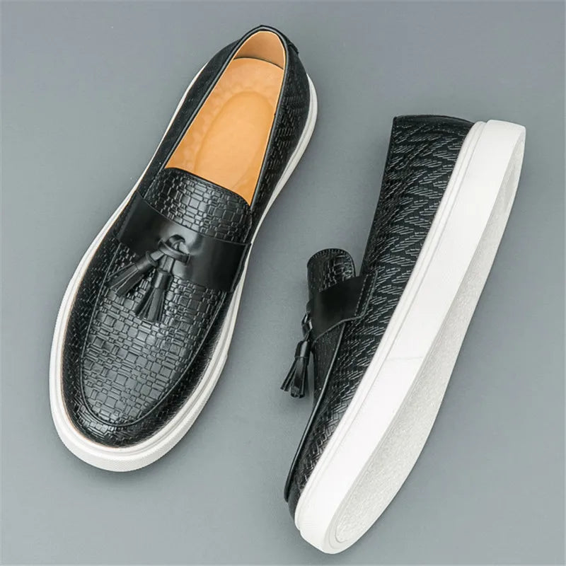 Andrew Textured Tassel Loafers