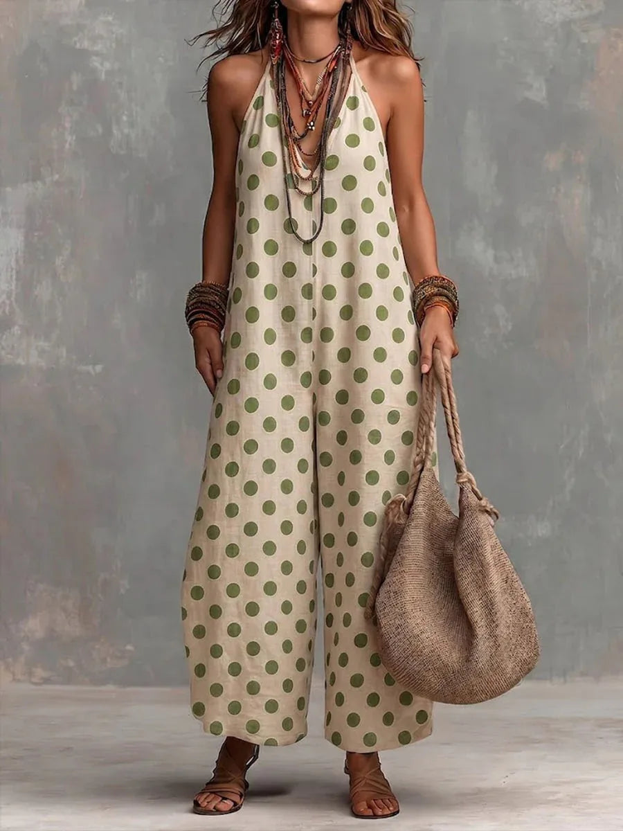 Arlisse Boho Polka Dot One Piece Jumpsuit
