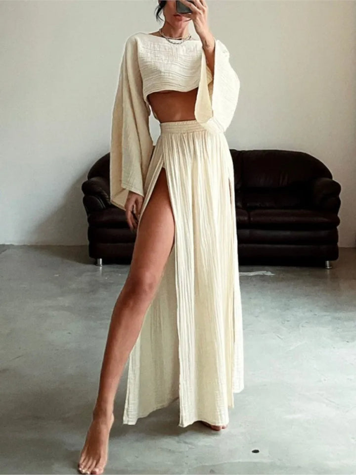 Jessica Crop Top and Maxi Skirt Set