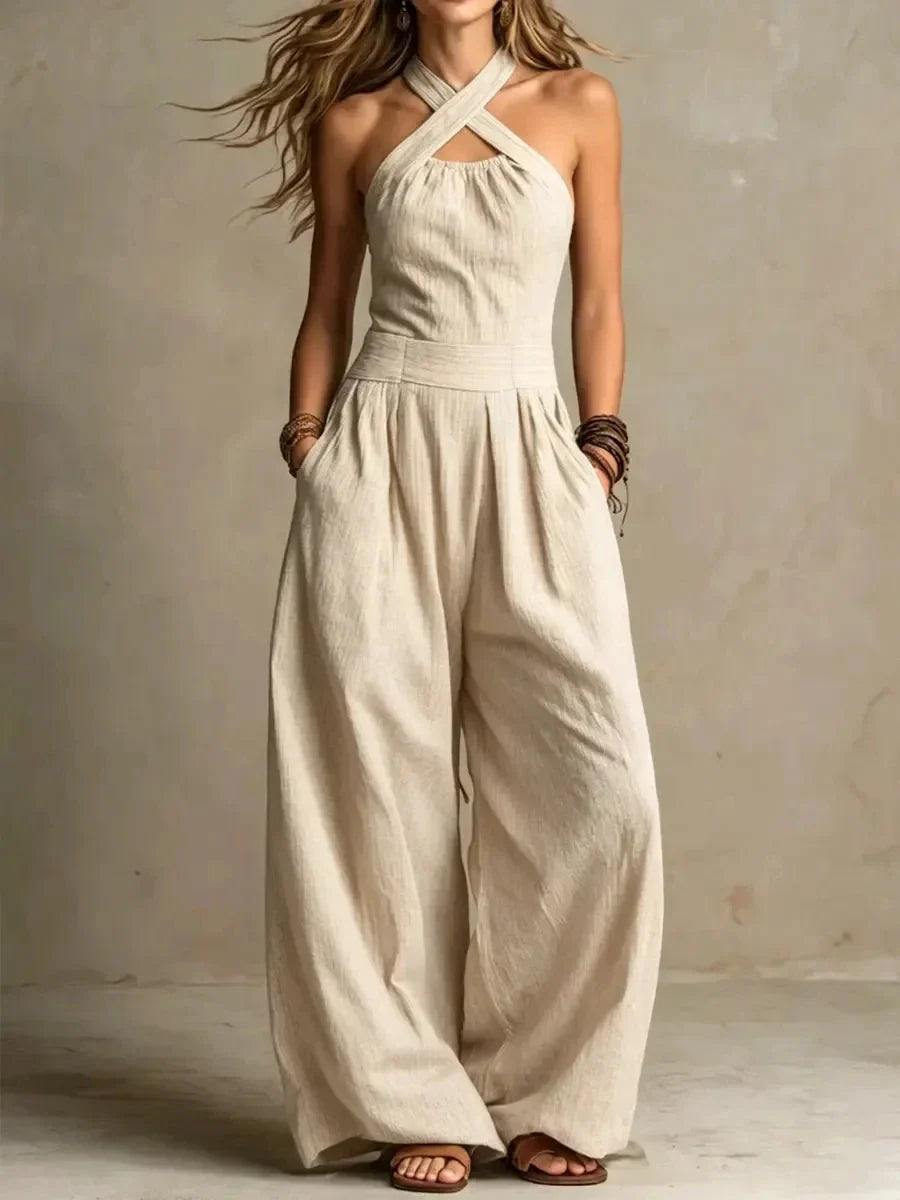 Noelle Halter Wide Leg Jumpsuit