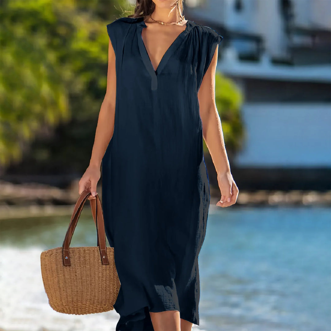 Ada Relaxed V Neck Midi Dress