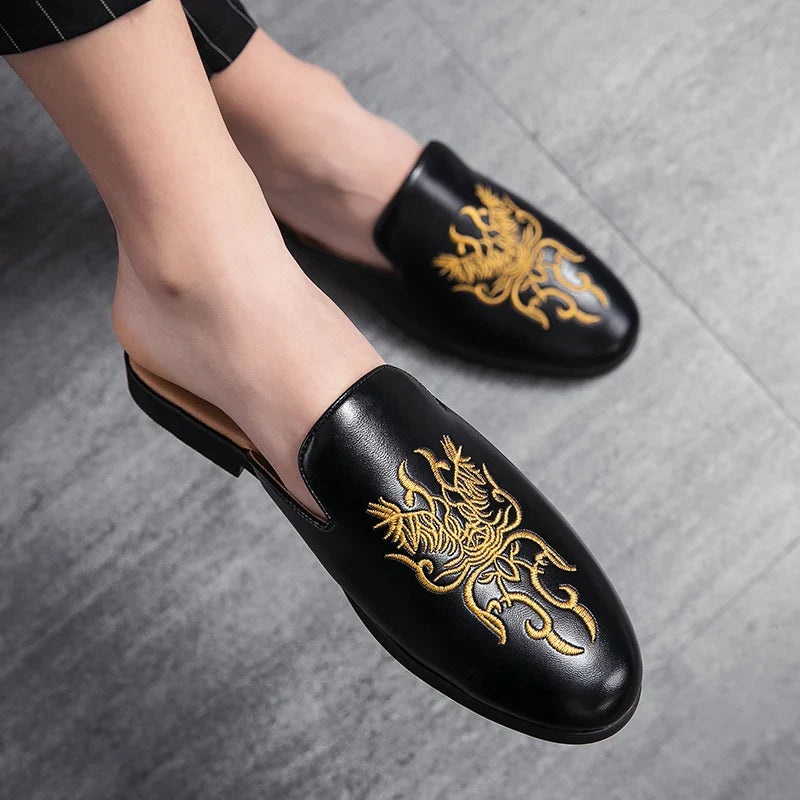 Ian Embroidered Mule Loafers