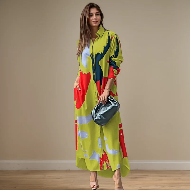 Alina Abstract Shirt Maxi Dress